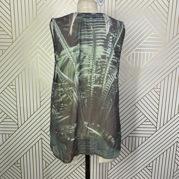 Wildfox Palm Jungle‎ Breezy Graphic Logo Tank Top Green Semi Sheer Size US Small - Picture 7 of 12